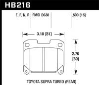 Hawk Performance - Hawk Performance kHB216B.590 Hawk 93-98 Toyota Supra TT HPS 5.0 Street Rear Brake Pads - Image 2