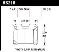 Hawk Performance - Hawk Performance kHB216F.590 Hawk 93-98 Toyota Supra TT HPS Street Rear Brake Pads - Image 4