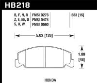 Hawk Performance - Hawk Performance kHB218F.583 Hawk 88-89 Civic Si / 92-00 Civic CX / 88-00 DX / 98-00 GX HPS Street  Front Brake Pads - Image 2