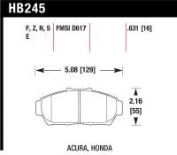 Hawk Performance - Hawk Performance kHB245F.631 Hawk 94-01 Acura Integra (excl Type R)  HPS Street Front Brake Pads - Image 3