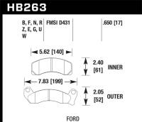 Hawk Performance - Hawk Performance kHB263B.650 Hawk 1987-1993 Ford Mustang GT 5.0 HPS 5.0 Front Brake Pads - Image 3