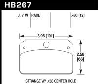 Hawk Performance - Hawk Performance kHB267V.480 Hawk DTC-50 Brake Pads for Strange Caliper w/ 0.438in Center Hole - Image 3