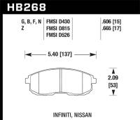 Hawk Performance - Hawk Performance kHB268Z.665 Hawk 03-04 G35/03-05 G35X/ 02-05 350z w/o Brembo Performance Ceramic Street Front Brake Pads - Image 4