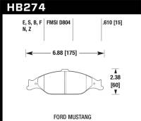Hawk Performance - Hawk Performance kHB274E.610 Hawk 96-10 Ford Mustang Blue 9012 Race Front Brake Pads - Image 4