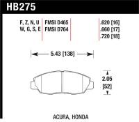 Hawk Performance - Hawk Performance kHB275B.620 Hawk 1997-1997 Acura CL 2.2 HPS 5.0 Front Brake Pads - Image 2