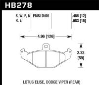 Hawk Performance - Hawk Performance kHB278S.465 Hawk Lotus Elise 12mm Ht-10 Rear Race Brake Pads - Image 1