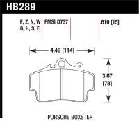 Hawk Performance - Hawk Performance kHB289E.610 Hawk 97-08 Porsche Boxster / 07-08 Cayman Blue 9012 Race Front Brake Pads - Image 3