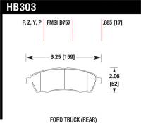 Hawk Performance - Hawk Performance kHB303Y.685 Hawk 99-05 Cadillac Excursion / 99-04 Ford F-250/F-350 Super Duty Pickup Rear LTS Street Brake Pads - Image 5