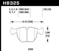 Hawk Performance - Hawk Performance kHB325B.720 Hawk 04-06 BMW X5 3.0i/4.4i HPS 5.0 Street Front Brake Pads - Image 2