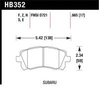 Hawk Performance - Hawk Performance kHB352B.665 Hawk 1998-2/2002 Subaru Forester L (w/Rear Drum Brakes) High Perf. Street 5.0 Front Brake Pads - Image 1