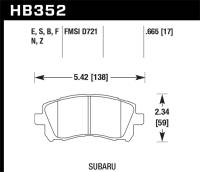 Hawk Performance - Hawk Performance kHB352B.665 Hawk 1998-2/2002 Subaru Forester L (w/Rear Drum Brakes) High Perf. Street 5.0 Front Brake Pads - Image 4
