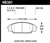 Hawk Performance - Hawk Performance kHB361F.622 Hawk 06+ Civic Si HPS Street Front Brake Pads - Image 2
