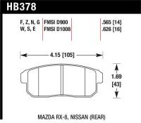 Hawk Performance - Hawk Performance kHB378E.565 Hawk 03-07 RX8 Blue 9012 Race Rear Brake Pads D1008 - Image 2