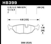 Hawk Performance - Hawk Performance kHB399D.630 Hawk 86-87 BMW 325 2.7L Rear ER-1 Brake Pads - Image 2