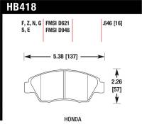 Hawk Performance - Hawk Performance kHB418B.646 Hawk 2013-2014 Acura ILX (Hybrid) HPS 5.0 Front Brake Pads - Image 2
