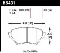 Hawk Performance - Hawk Performance kHB431E.606 Hawk 01-05 Miata w/ Sport Suspension Blue 9012 Front Brake Pads D890 - Image 4