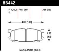 Hawk Performance - Hawk Performance kHB442F.496 Hawk 01-02 Miata w/ Sport Suspension HPS  Street Rear Brake Pads (D891) - Image 3