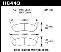Hawk Performance - Hawk Performance kHB443W.614 Hawk 03-04 Mercury Marauder DTC-30 Rear Race Pads - Image 1