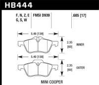 Hawk Performance - Hawk Performance kHB444B.685 Hawk 06-08 Mini Cooper Base/ S 1.6L HPS 5.0 Front Brake Pads - Image 1