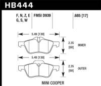 Hawk Performance - Hawk Performance kHB444B.685 Hawk 06-08 Mini Cooper Base/ S 1.6L HPS 5.0 Front Brake Pads - Image 2