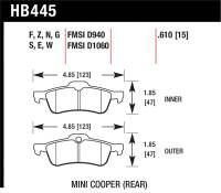 Hawk Performance - Hawk Performance kHB445N.610 Hawk 02-06 Mini Cooper / Cooper S HP+ Street Rear Brake Pads - Image 4