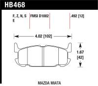 Hawk Performance - Hawk Performance kHB468S.492 Hawk 04-05 Mazda Miata HT-10 Race Rear Brake Pads - Image 4