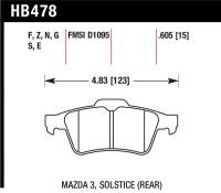 Hawk Performance - Hawk Performance kHB478F.605 Hawk 13-14 Ford Focus ST / Mazda/ Volvo HPS Street Rear Brake Pads - Image 4