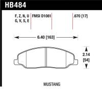 Hawk Performance - Hawk Performance kHB484B.670 Hawk 2008-2009 Ford Mustang Bullitt 4.6 HPS 5.0 Front Brake Pads - Image 1