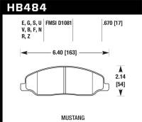 Hawk Performance - Hawk Performance kHB484B.670 Hawk 2008-2009 Ford Mustang Bullitt 4.6 HPS 5.0 Front Brake Pads - Image 4
