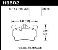 Hawk Performance - Hawk Performance kHB502F.606 Hawk Porsche / Volkswagen HPS Street Rear Brake Pads - Image 4
