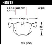 Hawk Performance - Hawk Performance kHB518B.642 Hawk 2001-2006 BMW 330Ci HPS 5.0 Rear Brake Pads - Image 3