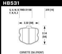 Hawk Performance - Hawk Performance kHB531N.570 Hawk 06-10 Chevy Corvette (OEM Pad Design) Front HP+ Sreet Brake Pads - Image 4