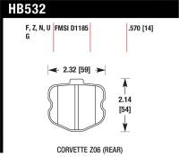 Hawk Performance - Hawk Performance kHB532Z.570 Hawk 06-10 Chevy Corvette (OEM Pad Design) Rear Performance Ceramic Sreet Brake Pads - Image 4
