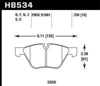 Hawk Performance - Hawk Performance kHB534F.750 Hawk 09-11 BMW Z4 / 04-05 525I / 08-11 128I / 06 325I/325XI / 07 328I/328XI HPS Street Front Brake P - Image 2