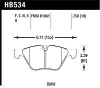 Hawk Performance - Hawk Performance kHB534U.750 Hawk 08-12 BMW 128i /06 325i/325Xi /07 328i/328Xi /06 330i/330Xi Front DTC-70 Race Brake Pads - Image 4