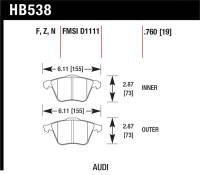 Hawk Performance - Hawk Performance kHB538B.760 Hawk 2009-2009 Audi A4 Cabriolet HPS 5.0 Front Brake Pads - Image 4