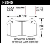 Hawk Performance - Hawk Performance kHB545B.564 Hawk 2003-2004 Infiniti G35 (w/Brembo Brakes) HPS 5.0 Front Brake Pads - Image 3