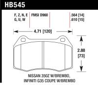 Hawk Performance - Hawk Performance kHB545U.564 Hawk 03-04 Infiniti G35 / 04-09 Nissan 350z w/ Brembo Brakes DTC-70 Race Front Brake Pads - Image 4
