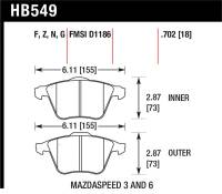 Hawk Performance - Hawk Performance kHB549B.702 Hawk 2007-2013 Mazda 3 Mazdaspeed HPS 5.0 Front Brake Pads - Image 2