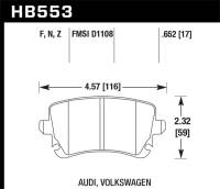 Hawk Performance - Hawk Performance kHB553F.652 Hawk 06-07 Audi A6 Quattro / 03-04 RS6 / 04-08 S4 HPS Street Rear Brake Pads - Image 2