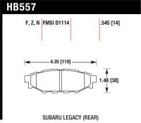 Hawk Performance - Hawk Performance kHB557Z.545 Hawk 08 WRX Rear Performance Ceramic Street Brake Pads - Image 2