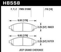 Hawk Performance - Hawk Performance kHB558Y.710 Hawk 06-10 Jeep Commander / 05-10 Grand Cherokee Front LTS Street Brake Pads - Image 3