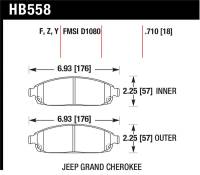 Hawk Performance - Hawk Performance kHB558Y.710 Hawk 06-10 Jeep Commander / 05-10 Grand Cherokee Front LTS Street Brake Pads - Image 6