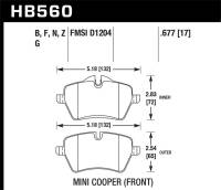 Hawk Performance - Hawk Performance kHB560F.677 Hawk 05-06 JCW R53 Cooper S & 07+ R56 Cooper S HPS Street Front Brake Pads - Image 4