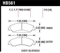 Hawk Performance - Hawk Performance kHB561P.710 Hawk 07-08 Escalade 6.2 / 07-08 Avalanche Super Duty Front Brake Pads - Image 3