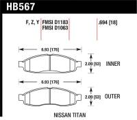 Hawk Performance - Hawk Performance kHB567Y.694 Hawk 04-06 Infiniti QX56 / 05-06 Armada / 04 Pathfinder / 04-07 Titan LTS Street Front Brake Pads - Image 4