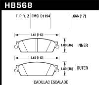 Hawk Performance - Hawk Performance kHB568Y.666 Hawk 07 Chevy Tahoe LTZ LTS Rear Brake Pads - Image 2