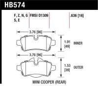 Hawk Performance - Hawk Performance kHB574Z.636 Hawk 07+ Mini Cooper Performance Ceramic Street Rear Brake Pads - Image 4