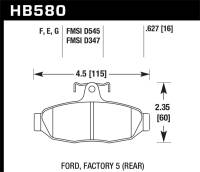 Hawk Performance - Hawk Performance kHB580E.627 Hawk 86-92 Ford Taurus SHO / 89-92 Ford Thunderbird Super Coupe Blue 9012 Race Rear Brake Pads - Image 1