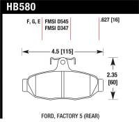 Hawk Performance - Hawk Performance kHB580E.627 Hawk 86-92 Ford Taurus SHO / 89-92 Ford Thunderbird Super Coupe Blue 9012 Race Rear Brake Pads - Image 5